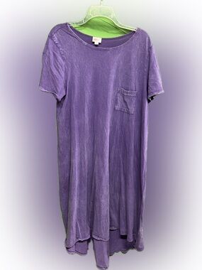 LuLaRoe Purple Short-Sleeve Stone Washed Carly Dress with Pocket